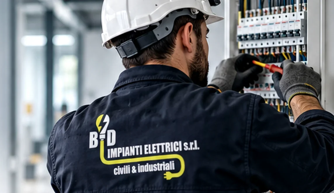 Tecnico elettricista durante l'intervento su un quadro elettrico